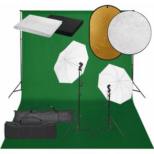 vidaXL - Fotostudioset - met - verlichtingsset, - achtergrond - en - reflector