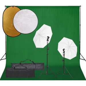 vidaXL - Fotostudioset - met - verlichtingsset, - achtergrond - en - reflector