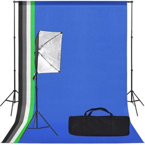 vidaXL - Fotostudioset - met - softboxlamp - en - achtergrond