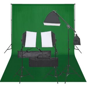vidaXL - Fotostudioset - met - verlichtingsset - en - achtergrond