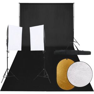 vidaXL Fotostudioset met verlichtingsset, achtergrond en reflector