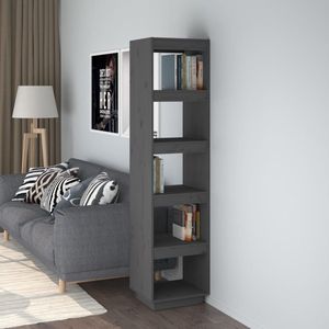 VidaXL Boekenkast/Kamerscherm 40x35x167 cm Massief Grenenhout Grijs