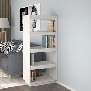 Vidaxl - Bücherregal/Raumteiler,Bücherschrank Weiß 60x35x135 cm Massivholz Kiefer
