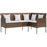 VidaXL Loungeset 5-delig met Kussens L-vormig Poly Rattan Bruin