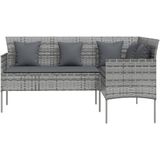 VidaXL 5-delige Loungeset met Kussens L-vormig Poly Rattan Grijs