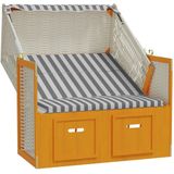 VidaXL Strandstoel met Luifel Poly Rattan en Massief Hout - Wit/Grijs