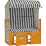 VidaXL Strandstoel met Luifel Poly Rattan en Massief Hout - Wit/Grijs