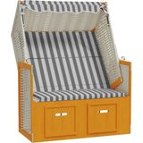 VidaXL Strandstoel met Luifel Poly Rattan en Massief Hout - Wit/Grijs