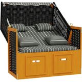 vidaXL-Strandstoel-met-kussens-poly-rattan-en-hout-zwart-en-grijs