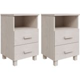 vidaXL Nachttische HAMAR 2 Stk. Weiß 40x35x62 cm Massivholz