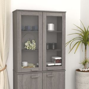 VidaXL Opzetkast Hamar 85x35x100 cm Massief Grenenhout Lichtgrijs