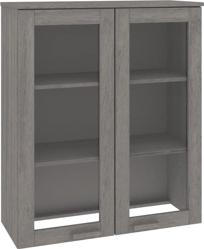 vidaXL Highboard-Oberteil HAMAR Hellgrau 85x35x100 cm Massivholz