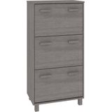 vidaXL - Schoenenkast - HAMAR - 59,5x35x117 - cm - massief - grenenhout - lichtgrijs