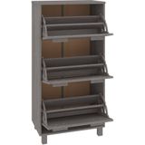 vidaXL - Schoenenkast - HAMAR - 59,5x35x117 - cm - massief - grenenhout - lichtgrijs