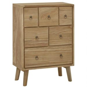 vidaXL - Ladekast - Massief Teakhout - 6 Lades - Vintage Uitstraling