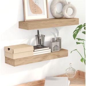Wandschappen 2 st 60x15x6 cm massief teakhout