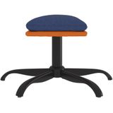 vidaXL - Voetenbank - 60x60x36 - cm - stof - en - kunstleer - blauw