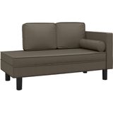 VidaXL Chaise Longue met Kussens en Bolster Kunstleer Grijs