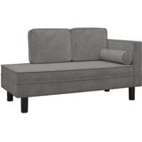 VidaXL Chaise Longue met Kussens en Bolster - Fluweel Lichtgrijs