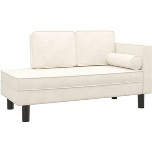 VidaXL Chaise Longue met Kussens en Bolster - Fluweel Crèmekleurig