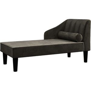 VidaXL Chaise Longue met Bolster - Fluweel Zwart