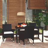 Vidaxl - 5-tlg. Garten-Essgruppe mit Kissen Poly Rattan Schwarz
