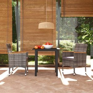 Vidaxl - 3-tlg. Garten-Essgruppe mit Kissen Poly Rattan Grau