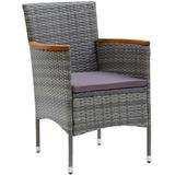3-tlg. Garten-Essgruppe mit Kissen Poly Rattan Grau Vidaxl
