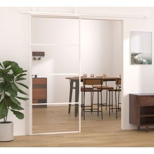 vidaXL - Schuifdeur - 90x205 - cm - ESG-glas - en - aluminium - wit