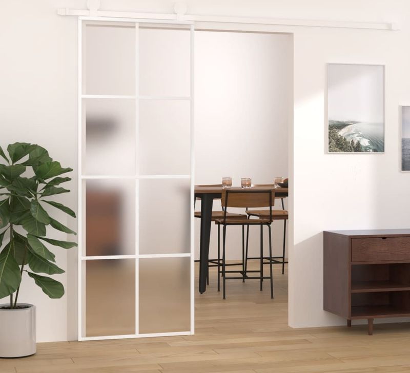 Schuifdeur - Wit - ESG-glas en Aluminium