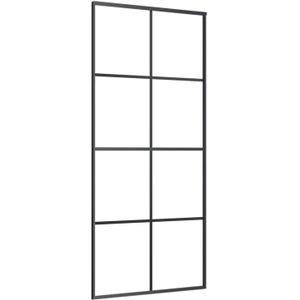 vidaXL - Schuifdeur - 90x205 - cm - ESG-glas - en - aluminium - zwart