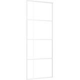 vidaXL - Schuifdeur - 76x205 - cm - ESG-glas - en - aluminium - wit