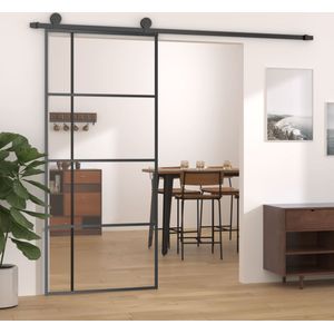 vidaXL Schiebetür ESG-Glas und Aluminium 90x205 cm Schwarz