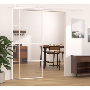 vidaXL - Schuifdeur - 90x205 - cm - ESG-glas - en - aluminium - wit