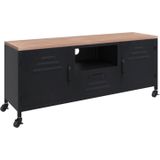 vidaXL-Tv-meubel-110x30x43-cm-ijzer-en-massief-vurenhout-zwart