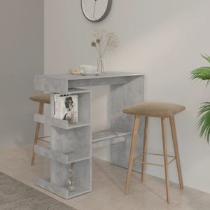vidaXL - Bartafel - met - opbergrek - 100x50x101,5 - cm - bewerkt - hout - betongrijs