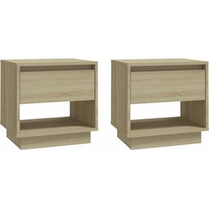 vidaXL Nachtkastjes 2 st 45x34x44 cm bewerkt hout sonoma eikenkleurig