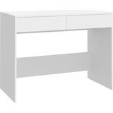 vidaXL Bureau - Wit - Bewerkt Hout - 2 Lades