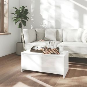 vidaXL - Salontafel - 90x50x41,5 - cm - bewerkt - hout - hoogglans - wit