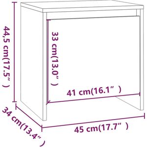 VidaXL Nachtkastjes Set van 2 - 45x34x44,5 cm - Spaanplaat - Wit