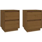 vidaXL Nachttische 2 Stk. Honigbraun 40x35x50 cm Massivholz Kiefer