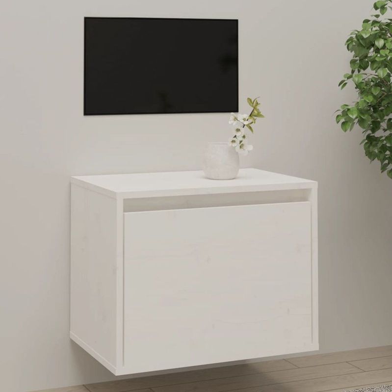 vidaXL Wandschrank Weiß 45x30x35 cm Massivholz Kiefer