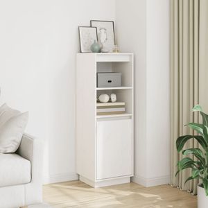 vidaXL - Hoge Kast - Wit - Massief Grenenhout - 1 Plank en 1 Vak met Deur