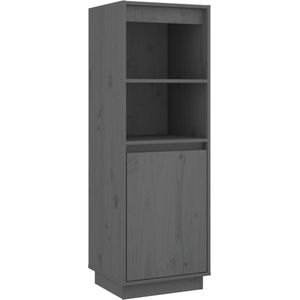 VidaXL Hoge Kast 37x34x110 cm Massief Grenenhout Grijs