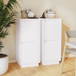 Vidaxl - Sideboards 2 Stk. Weiß 31,5x34x75 cm Massivholz Kiefer