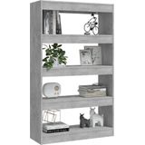 VidaXL Boekenkast/Kamerscherm 80x30x135 cm Spaanplaat Betongrijs