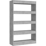 VidaXL Boekenkast/Kamerscherm 80x30x135 cm Spaanplaat Betongrijs