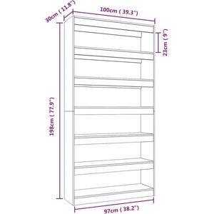 vidaXL-Boekenkast/kamerscherm-100x30x198-cm-bewerkt-hout-betongrijs