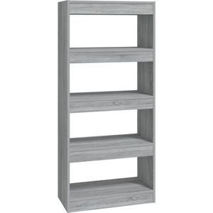 vidaXL Boekenkast/kamerscherm 60x30x135 cm bewerkt hout grijs sonoma