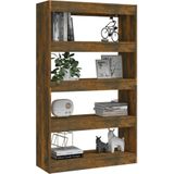 VidaXL Boekenkast/Kamerscherm 80x30x135 cm Spaanplaat Gerookt Eiken